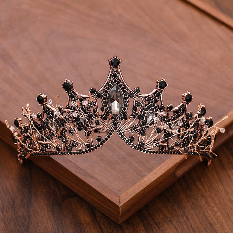 Aveuri Christmas Gift Vintage Baroque Queen Crown And Tiara Crystal Rhinestone Crown Bridal Diadem Hair Jewelry Wedding Hair Accessories Party Tiaras
