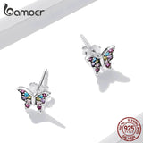AVEURI New Exquisite Color Butterfly Ear Studs For Girl Alloy Insect Earrings Women Fashion Party Jewelry GAE514