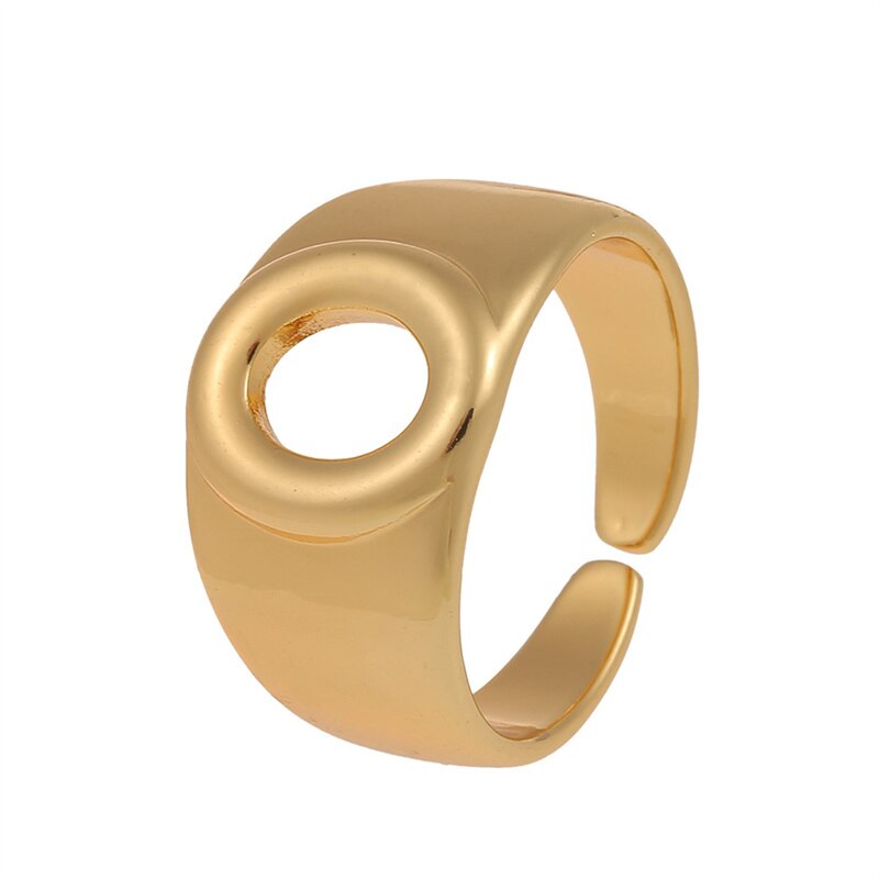 Letter Ring Women 2023 New Vintage Simple Adjustable Gold Color Hollow Opening Finger Ring For Women Jewelry Gift