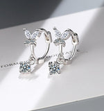 Christmas Gift Luxury Female Zircon Butterfly Earrings Fashion Jewelry Stud Earrings For Women Kids eh837
