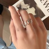 Aveuri  Minimalist alloy Width Rings for Women New Fashion Creative Hollow Geometric Handmade Party Jewelry Gifts
