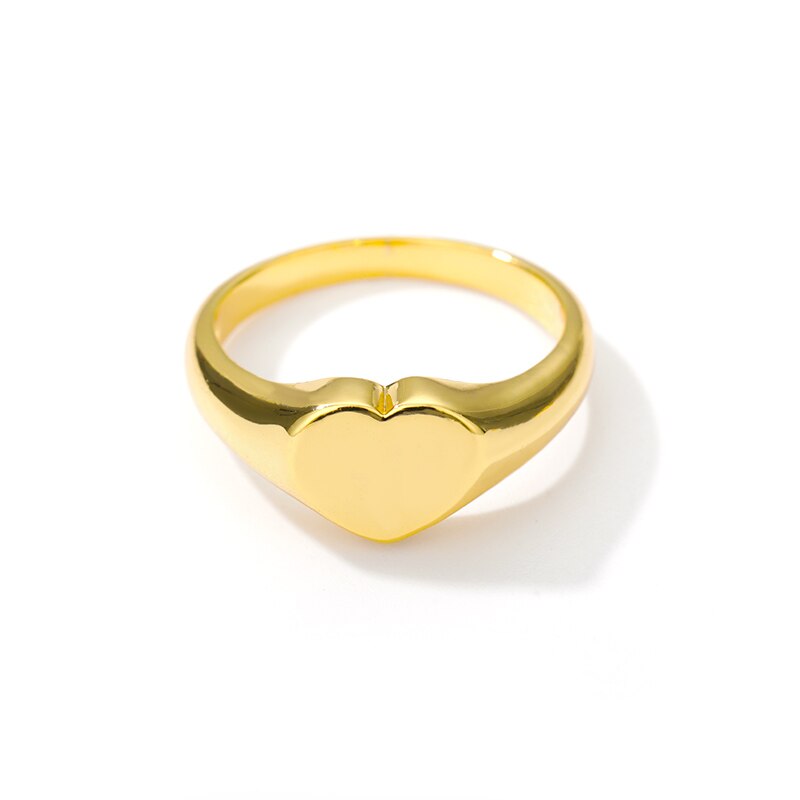 Aveuri Heart Ring For Women Stainless Steel Heart Lover Couple Rings Gold Color Simple Accessories Jewelry Gifts Valentine's Day Femme