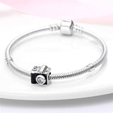 New Silver Color Fits Original Pandach Bracelet Necklace Black And White Camera Beads plata de ley Charms Bead Woman DIY Jewelry