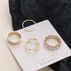 LATS Creative Retro Inlaid Pearl Rings for Women Vintage Gold Silver Color Joint Ring Set Female Elegant Fashion Jewelry Gifts