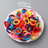 Back to school 2023 AVEURI New 100Pcs/Lot Hair Bands Girl Candy Color Elastic Rubber Band Hair Band Child Baby Headband Scrunchie Hair Accessories For Hair
