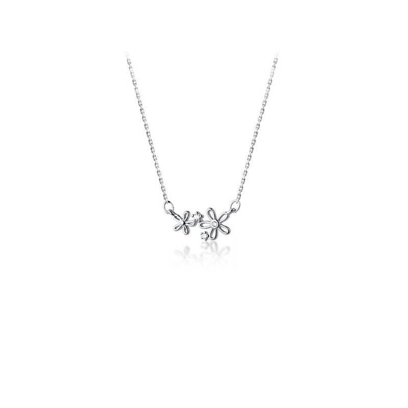 Christmas Gift New Exquisite Sterling Silver Floret Necklace Shiny Zircon Flower Pendant Necklaces Girl Wedding Gift Fine Jewelry Accessories