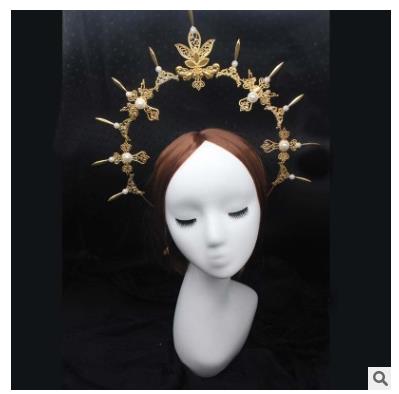 DIY Material package Gothic Halo Crown Headband Gorgeous Vintage Church Mary Baroque Tiara Headwear Lolita Virgin Headpiece