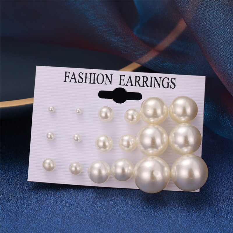 Aveuri White Simulated bead Earrings Set For Women On Ear Ball Stud Earrings Bijouteria brincos Jewelry Accessories Wholesale