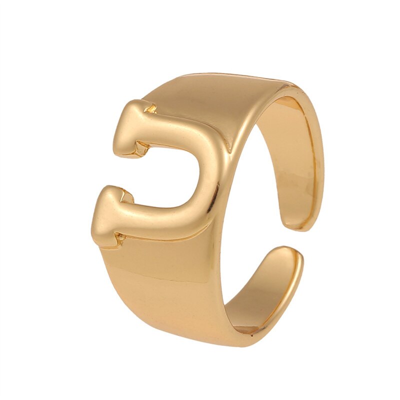 Letter Ring Women 2023 New Vintage Simple Adjustable Gold Color Hollow Opening Finger Ring For Women Jewelry Gift