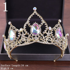 Aveuri Vintage Baroque Queen Tiara Diadem Gold Wedding Crystal Rhinestone Crown Tiaras Bridal Hair Jewelry Wedding Hair Accessories fx0523