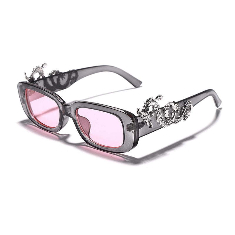 Aveuri Rectangle Vintage Sunglasses Women Punk Retro Small Sun Glasses Brand Designer Steampunk Eyeglasses Animal Totem Eyewear