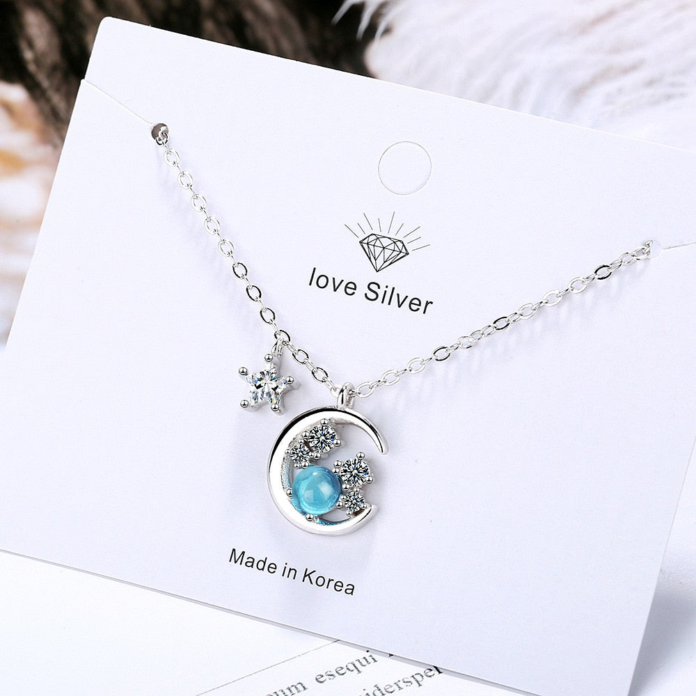 Christmas Gift Star Moon Charm Pendant Necklace For Women choker Wedding Jewelry Prevent allergy dz271