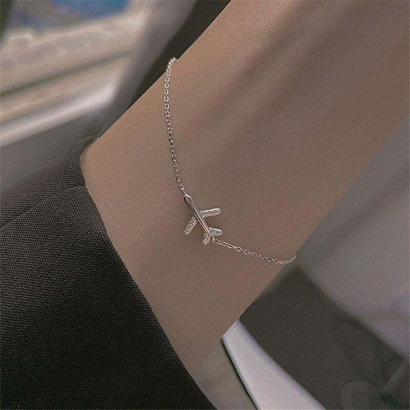 Christmas Gift alloy Link Chain Airplane Charm Bracelet &Bangle For Women Girls Party Bohemian Jewelry SL280
