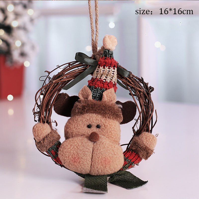 Christmas Gift Christmas Wreath Small Santa Claus Snowman Elk Xmas Pendant Merry Christmas Decor For Home 2021 Naviidad Tree Oranments Supply