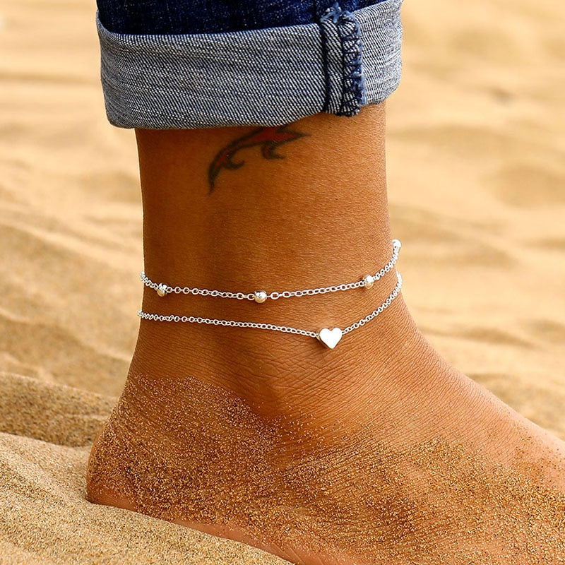 Aveuri Bohemia Chain Anklets for Women Foot Accessories 2023 Summer Beach Barefoot Sandals Bracelet ankle on the leg Female