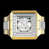 Aveuri Gold color White Diamond Ring for Men Bijoux Femme Jewellery Gemstones Bague Homme 2 Carats Diamond Ring Males Box