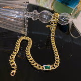 Christmas Gift Luxury Green Crystal Metal Chain Chooker Necklace For Woman 2023 Korean Fashion Jewelry Gothic Party Girl Sexy Clavicle Chain
