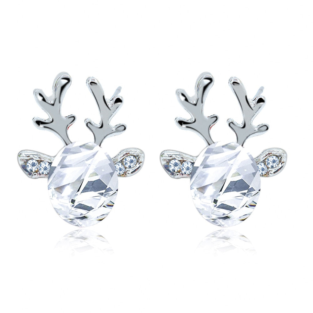Christmas Gift Stud Earrings 2023 Cute Christmas Rhinestone Snowflake Elk Earrings Pendant Ear Jewelry Women Christmas Festival New Year Gift