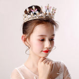 Christmas Gift  Children Hairbands Tiaras And Crown Butterfly Pearl Hair Accessories For Girls Princess Birthday Party Luxury Fine Gift su073