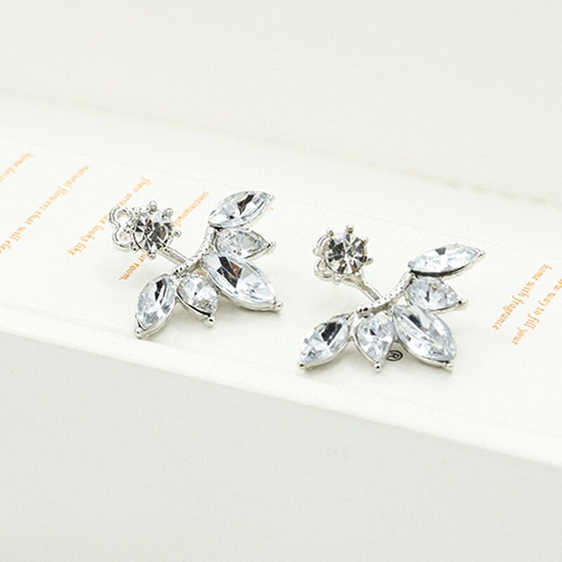 Christmas Gift New Zircon Crystal Ear Cuff Clip Leaf Stud Earrings For Women  Piercing Earrings Fine Jewelry Brincos Gift 2023