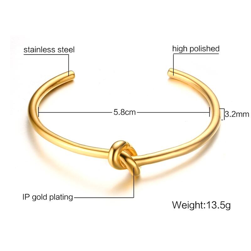 Trendy Round Circular Open Knot Cuff Bangle Bracelets For Women Elegant GoldColor Jewelry Noeud Armband Pulseiras