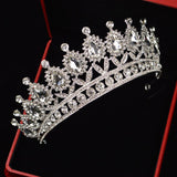 Aveuri 2023 New Pink Drop Bead Bridal Handmade Tiara Bride Headband Crystal Rhinestone Diadem Queen Crown Wedding Hair Accessory
