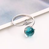 Christmas Gift alloy Open Blue Mermaid Bubble Rings for Women Girls Statement Jewelry Adjustable Size Finger Ring