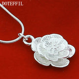 Aveuri Alloy Rose Flower Pendant Necklace 18/20-24/26/30 Inch Snake Chain For Women Wedding Engagement Jewelry