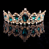 Baroque Red Green Crown Crystal Bridal Tiara Vintage Gold Color Hair Accessories Wedding Rhinestone Diadem Pageant Crowns