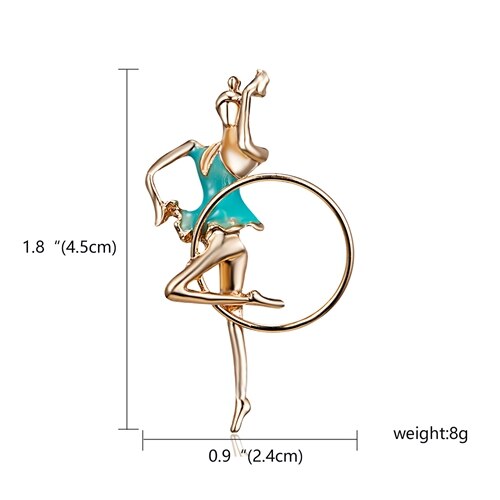 Aveuri Gymnastics Girl Flower Dancer Crystal Brooches for Women Cute Pin Bijouterie High Quality Corsage Fashion Wedding Jewelry