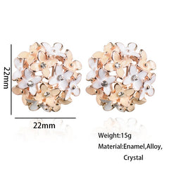 Stud Earrings for Women Female 2023 Boucle d'oreille Crystal Flower Clover Earring Gold Bijoux Jewelry Brincos Mujer