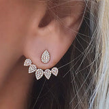 Christmas Gift New Korean Jewelry New Crystal Front Back Double Sided Stud Earring For Women Fashion Ear Cuff Piercing Earring Gift Wholesale