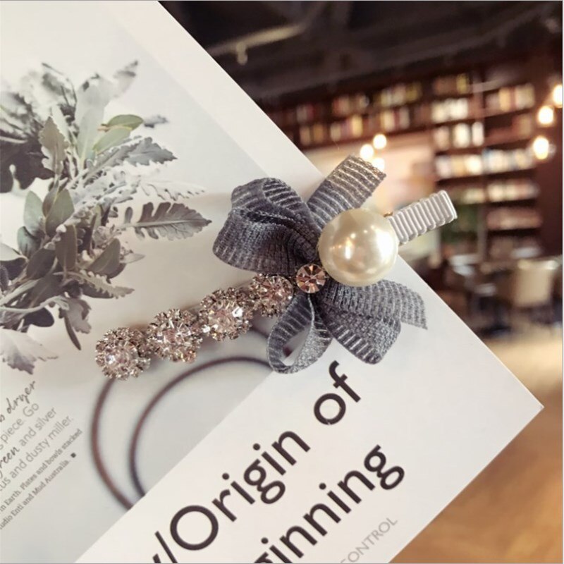 New high-end boutique hair accessories Korean version of the hand-studded super flashing bow duckbill clip hairpin hairpin women