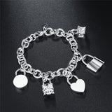 Aveuri  alloy Bracelet Heart / Circle / Square Lock Bracelets Bangles Woman Man Fashion Charm Wedding Jewelry