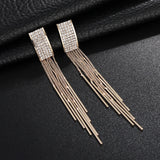 Christmas Gift 2023 New Fashion Gold Color Long Crystal Tassel Dangle Earrings for Women Wedding Drop Earing Brinco Fashion Jewelry Wholesale