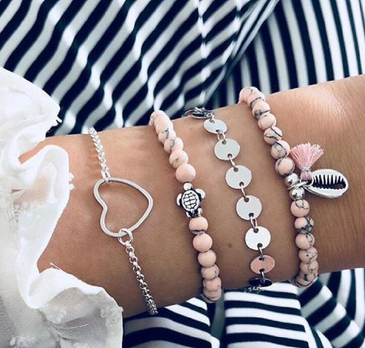 AVEURi 2023  6 Style Bohemia Pineapple Flamingo Elephant Charm Bracelets Sets For Women Beads Bracelets Jewelry Gifts
