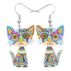 Christmas Gift Bonsny Drop Cat Acrylic Earrings Big Long Dangle Earring 2023 Fashion Jewelry For Women Girl New Style Cute Animal Accessories