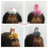 Back to school 2023 AVEURI Cute Animal Hair Ball Rabbit Hair Ring Girls Rubber Band Elastic Hair Bands Korean Headwear Children Hair Accessories Ornaments