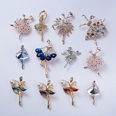 Aveuri Gymnastics Girl Flower Dancer Crystal Brooches for Women Cute Pin Bijouterie High Quality Corsage Fashion Wedding Jewelry