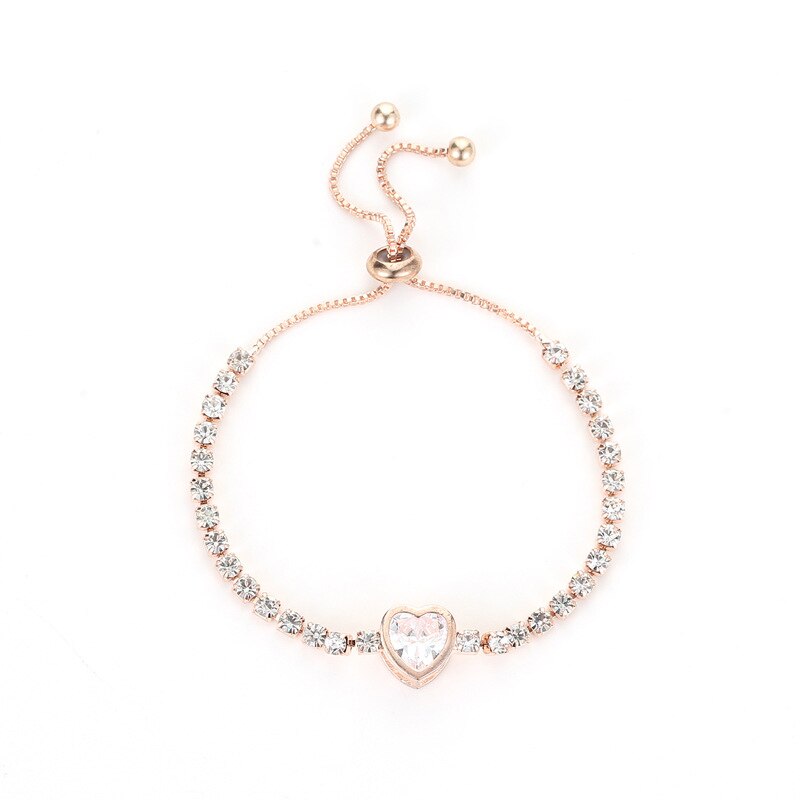 New Round Tennis Bracelet For Women Rose Gold Silver Color Cubic Zirconia Charm Bracelets & Bangles Femme Wedding Jewelry Gifts