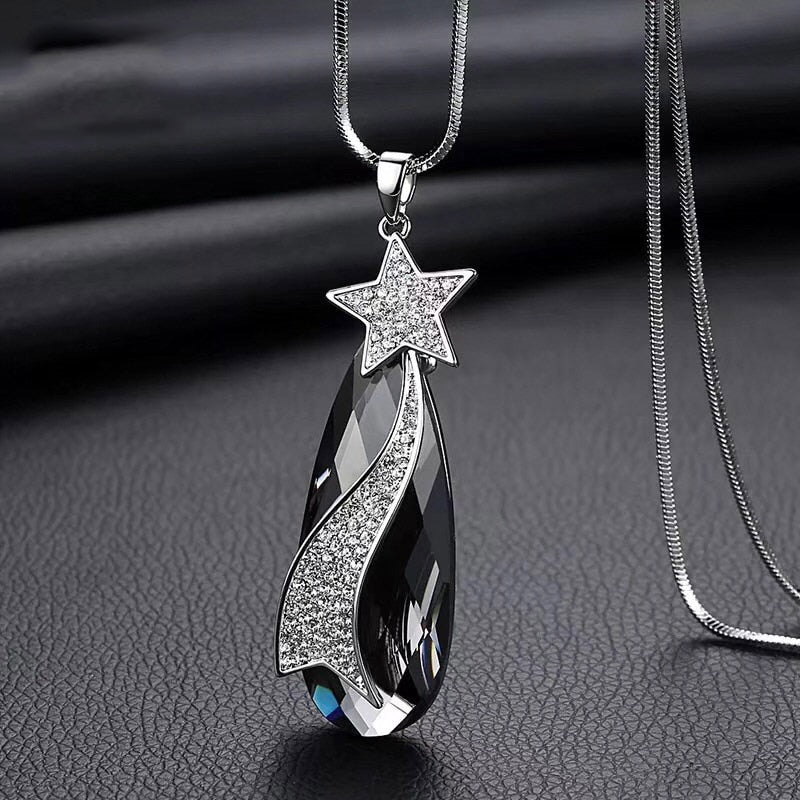 Meyfflin Long Necklaces & Pendants for Women Collier Femme Geometric Statement Colar Maxi Fashion Crystal Jewelry Bijoux 2023