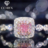 Aveuri Christmas Gift Charms Rings For Women Pink Square Bridal Wedding Jewelry Bijoux Femme Engagement Accessories CC705