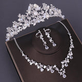 Aveuri 3PCS Opval Crystal Bridal Wedding Costume Jewelry Sets Necklaces Earrings Tiaras Sets Wedding Engagement Jewelry 2023 New