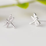 Christmas Gift Fashion Silver Color Prevent Allergy Dragonfly Stud Earrings for Women Girls Fashion Jewelry Pendientes