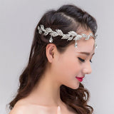 Aveuri Trendy Crystal Wedding Bridal Tiaras Women Waterdrop Leaf Crowns Rhinestone Bride Frontlet Headband Party Hair Accessories CR002