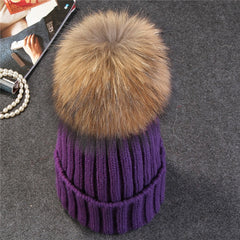 Christmas Gift Xthree Natural Mink Fur Winter Hat for Women Girl 's Hat Knitted Beanies Hat With Pom Pom Brand Thick Female Cap Skullies Bonnet