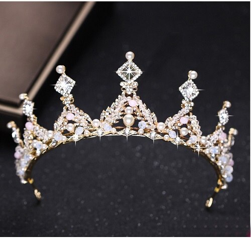 Aveuri Christmas Gift Luxury Silver Color Rhinestone Wedding Tiara Crown Pearl Queen Diadem Bride Crown Headpiece Wedding Hair Accessories Tiara