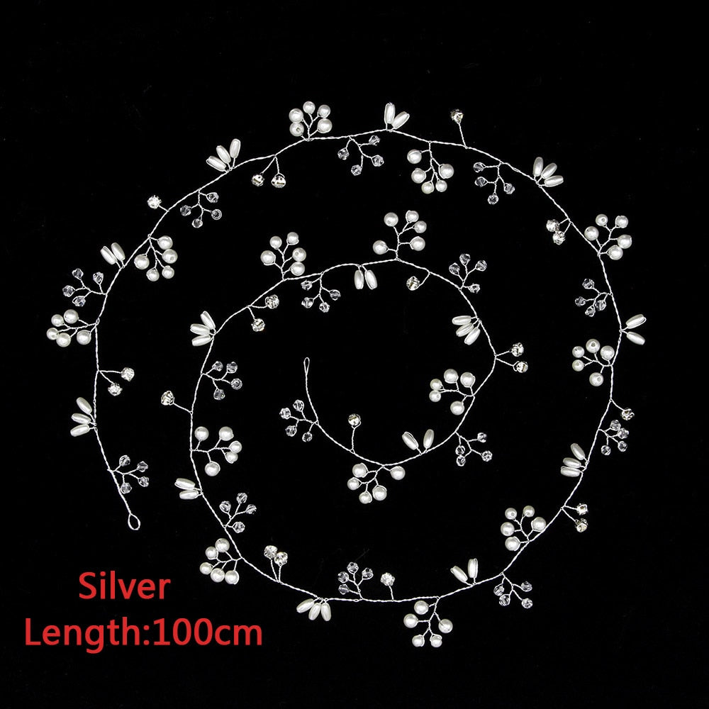 Graduation Gift Fashion Crystal Wedding Hair Accessories Handmade Floral Women Headband Pearl Headpiece Bridal Crown Hair Jewelry