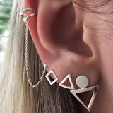 Tocona Bohemia Earrings Geometric Ear Stud Earrings for Women Punk Ear Cuff Dangle Chain Tiny Ear Bone Piercing Earrings 3780