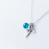 Aveuri alloy Blue Mermaid Pendant Necklace For Women Wedding Birthday Creative Fashion Jewelry dz560